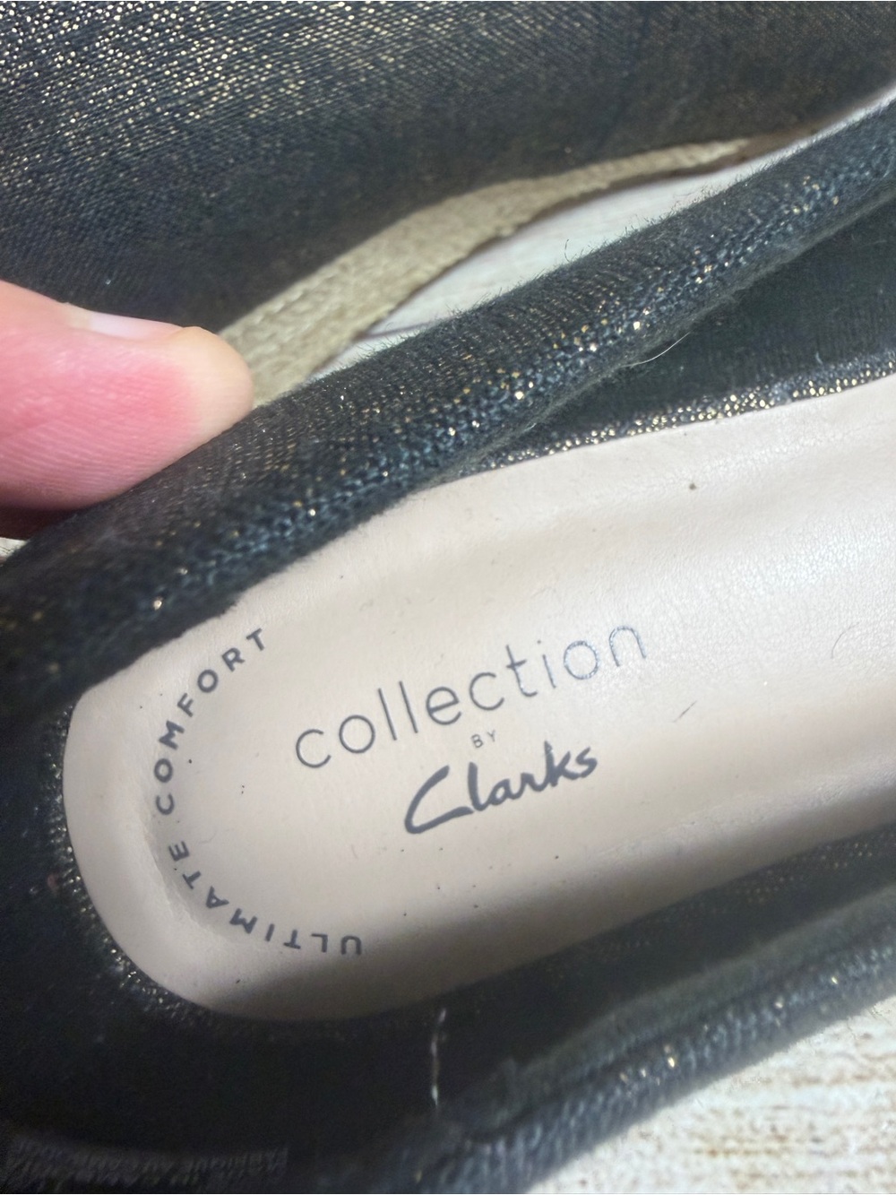 Clarks Mallory Luna wedge shoes in a black metallic size 7.5 - Picture 7 of 8